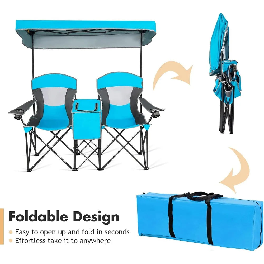 Double Camping Chair with Canopy
