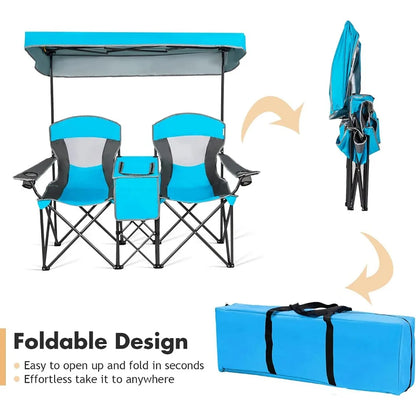 Double Camping Chair with Canopy