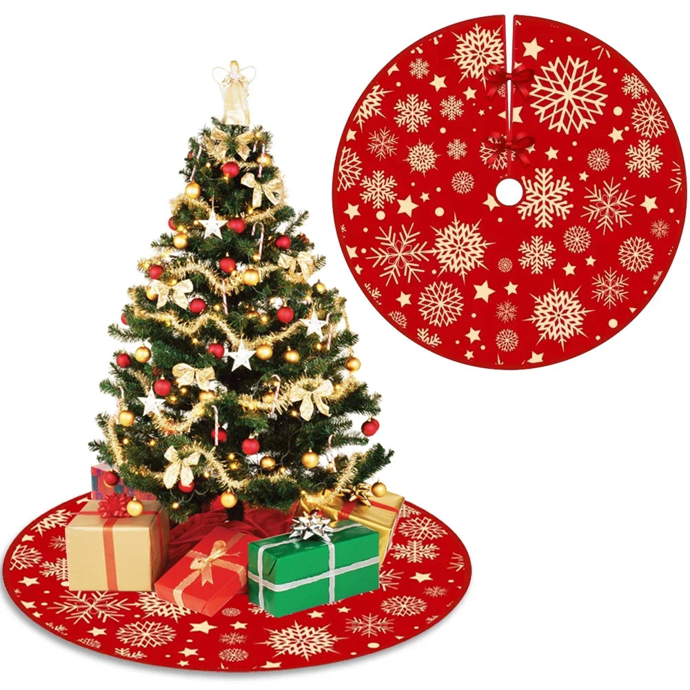 35.4inch Christmas Tree Skirts Snowflake Pattern