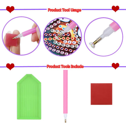 6Pcs Christmas Candle Diamond Handmade Card Rhinestone Painting Card Kit