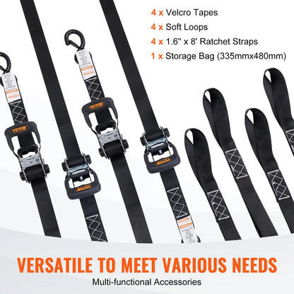 4pcs Trailer Ratchet Tie Down Straps