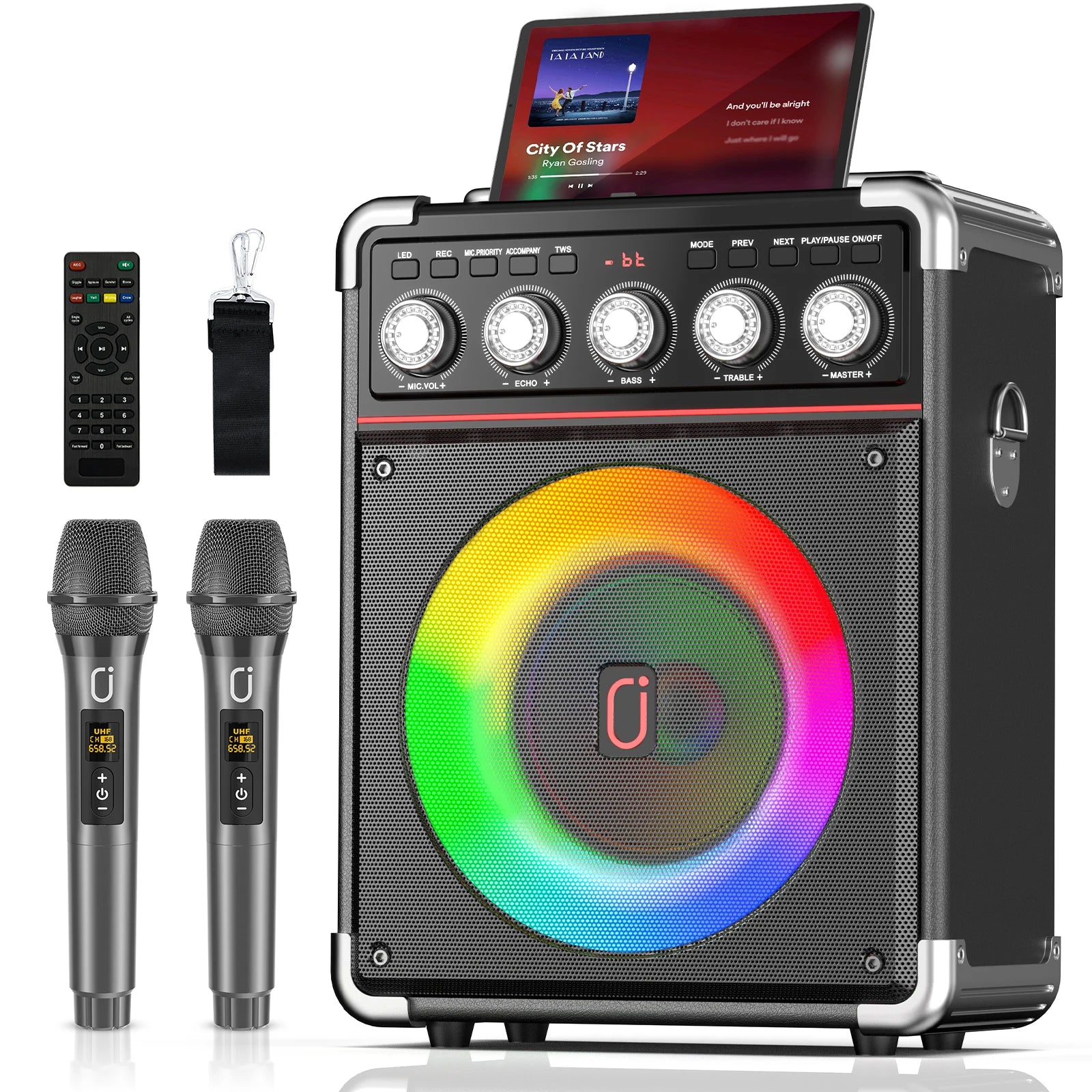 Karaoke Speaker, Bluetooth Speaker with 2 Microphones