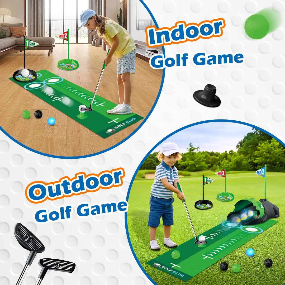 Kids Toy Golf Club Set with  LED Automatic Ball Returner