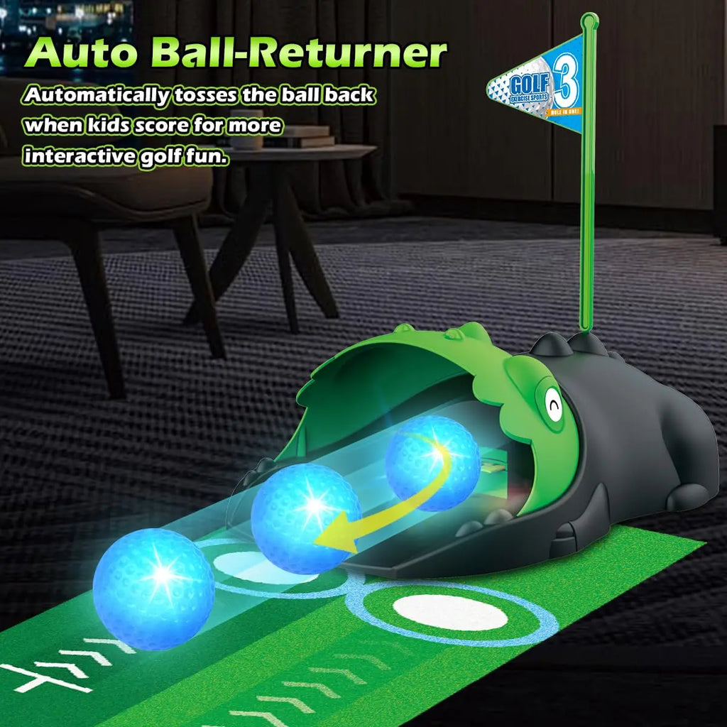 Kids Toy Golf Club Set with  LED Automatic Ball Returner