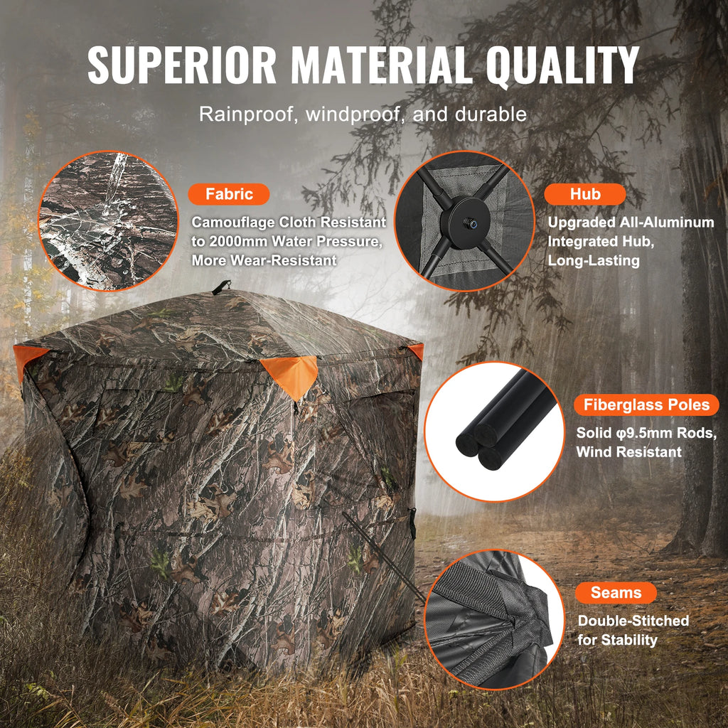 Hunting Blind, 270° See Through Ground Blind, 2-3 Person Pop Up Deer Blind