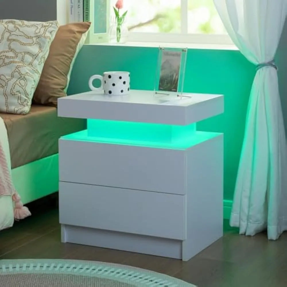 LED Nightstand Set of 2 with 2 Drawers