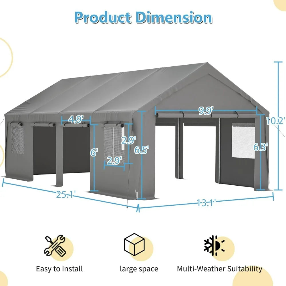 Carport 25x13ft Heavy Duty Canopy Storage Shed