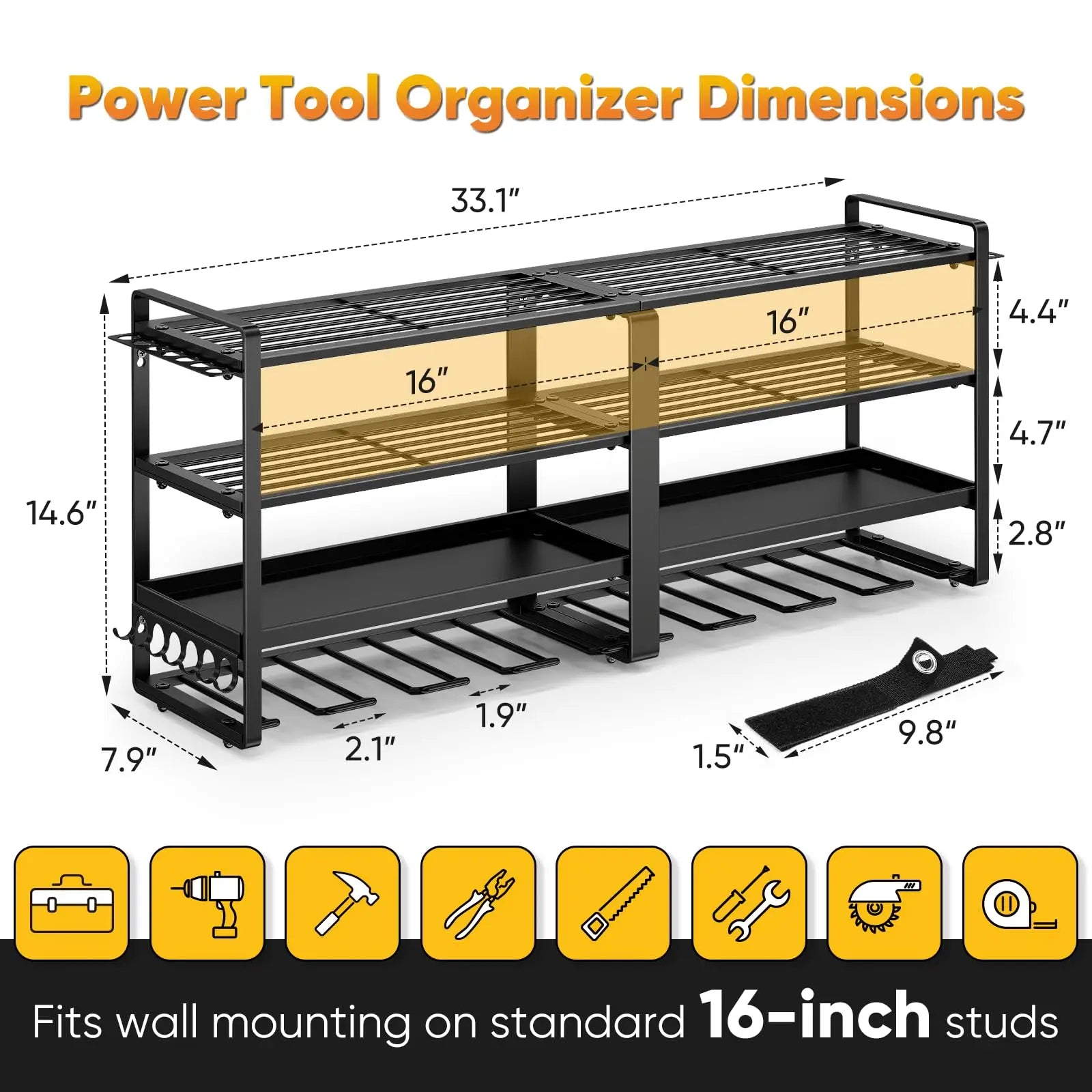 Power Tool Organizer Extended Large Heavy Duty Drill Holder