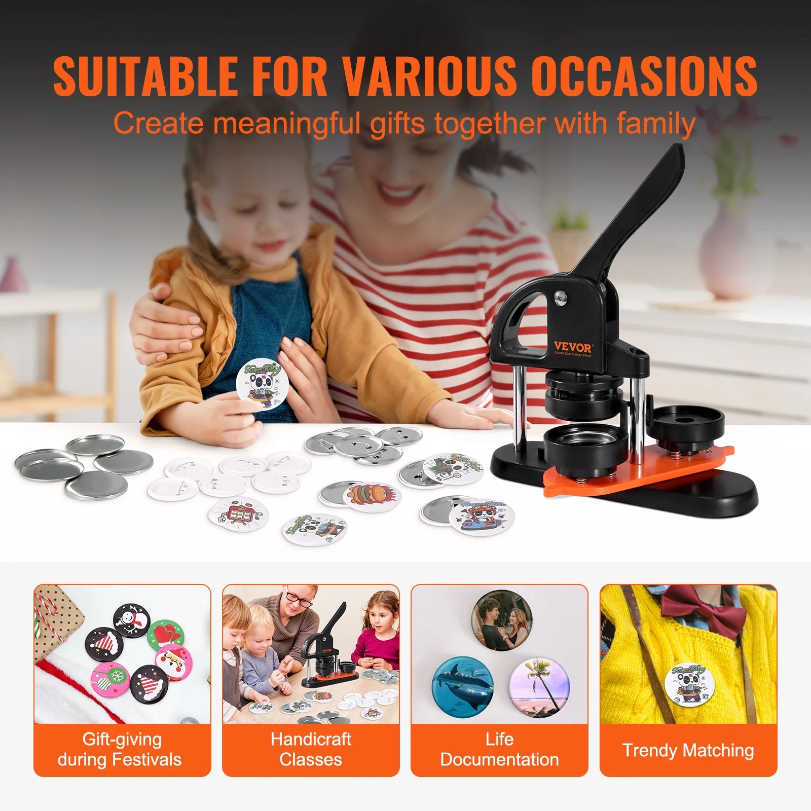 Button Maker 25/32/58 Pin Maker with Button Parts