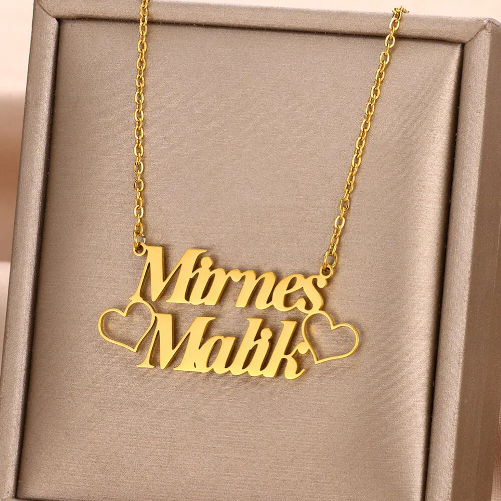 Custom Couple Name Hearts Necklace