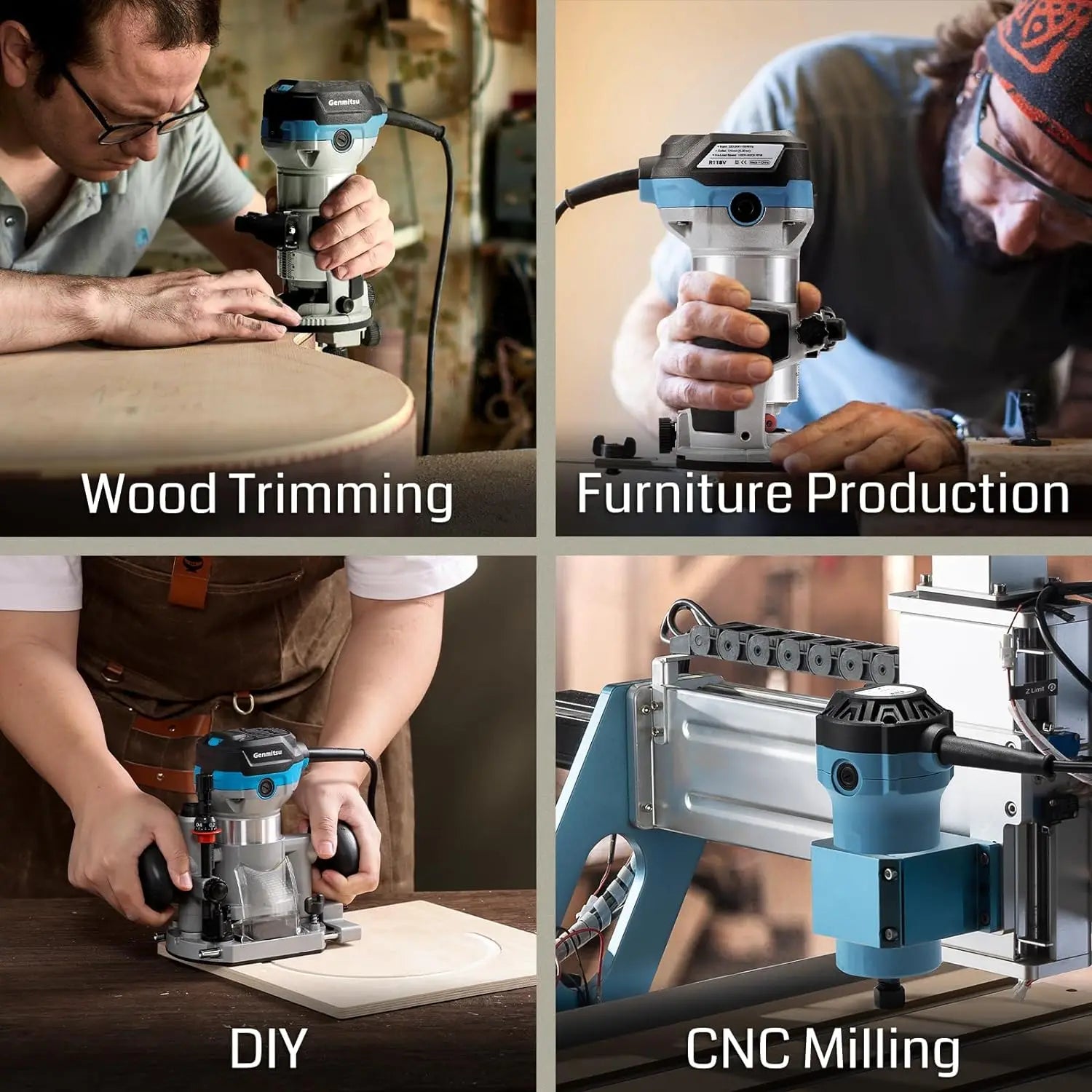 1.25 Hp Palm Compact Router Wood Tool With Fixed Base