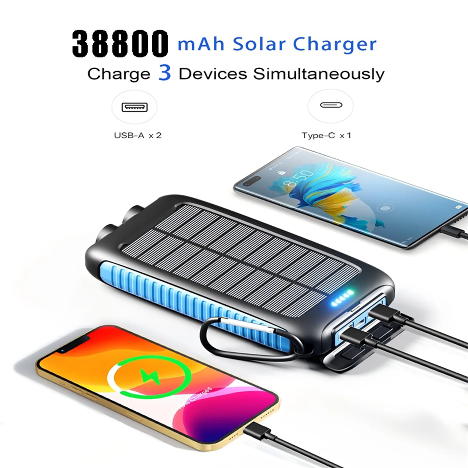 38800mAh Solar Power Bank Portable Charger