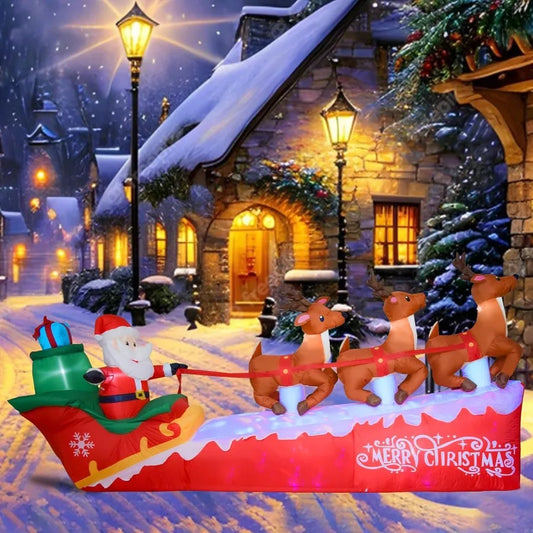 10FT Christmas Inflatable Santa Claus on Sleigh
