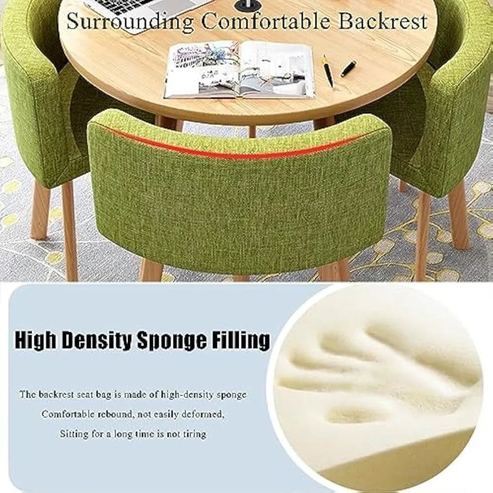 "4-PC Dining Set - Square/Round Table & 4 Chairs, Modern for Kitchen/Office/Conference Room"