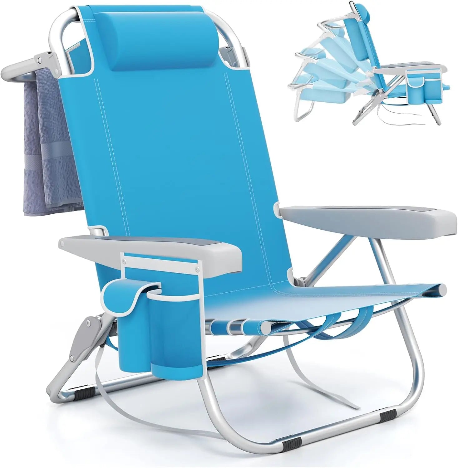 Deluxe 3-in-1 Reclining Beach Chair