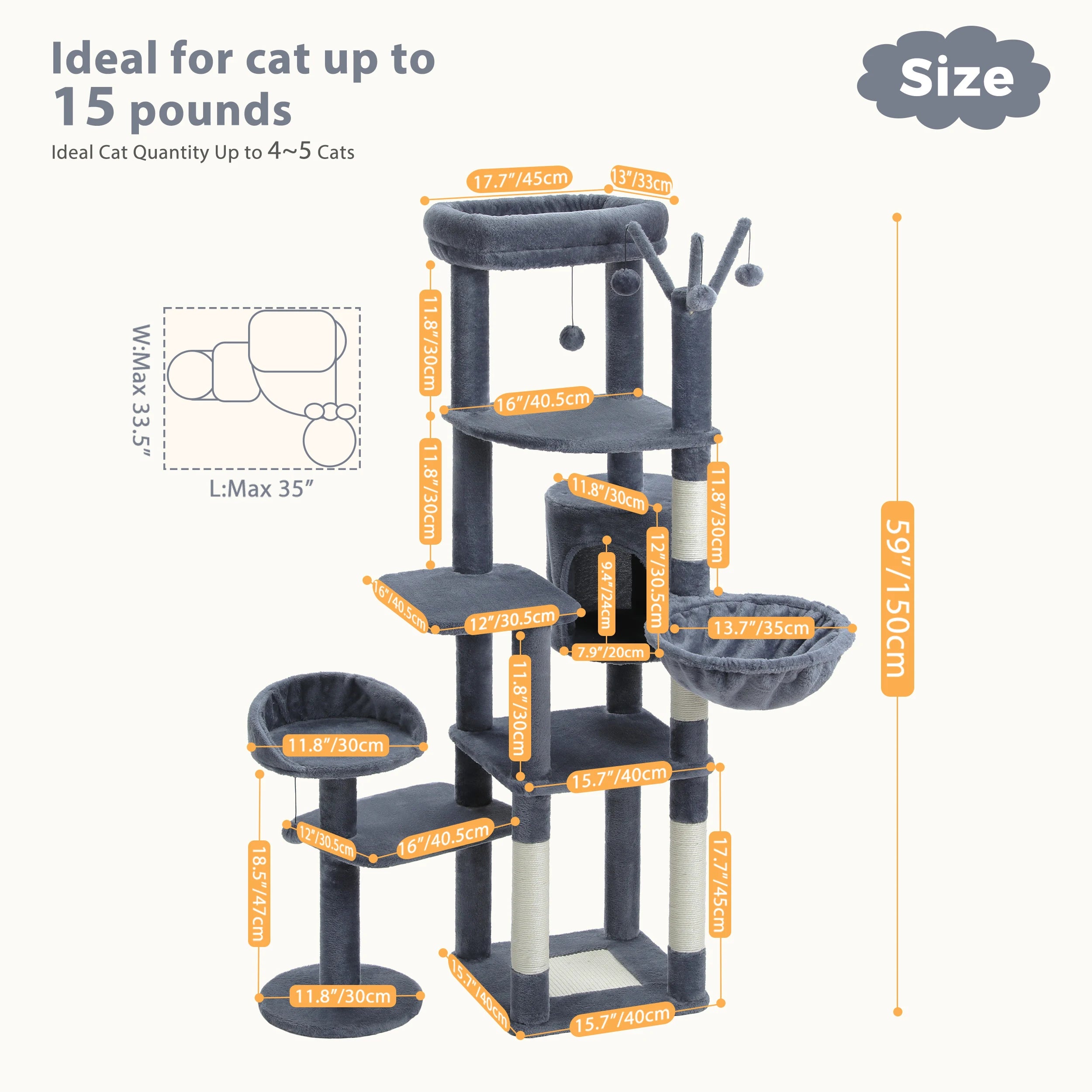 Multi-Level Cat Tree with Scratching Post