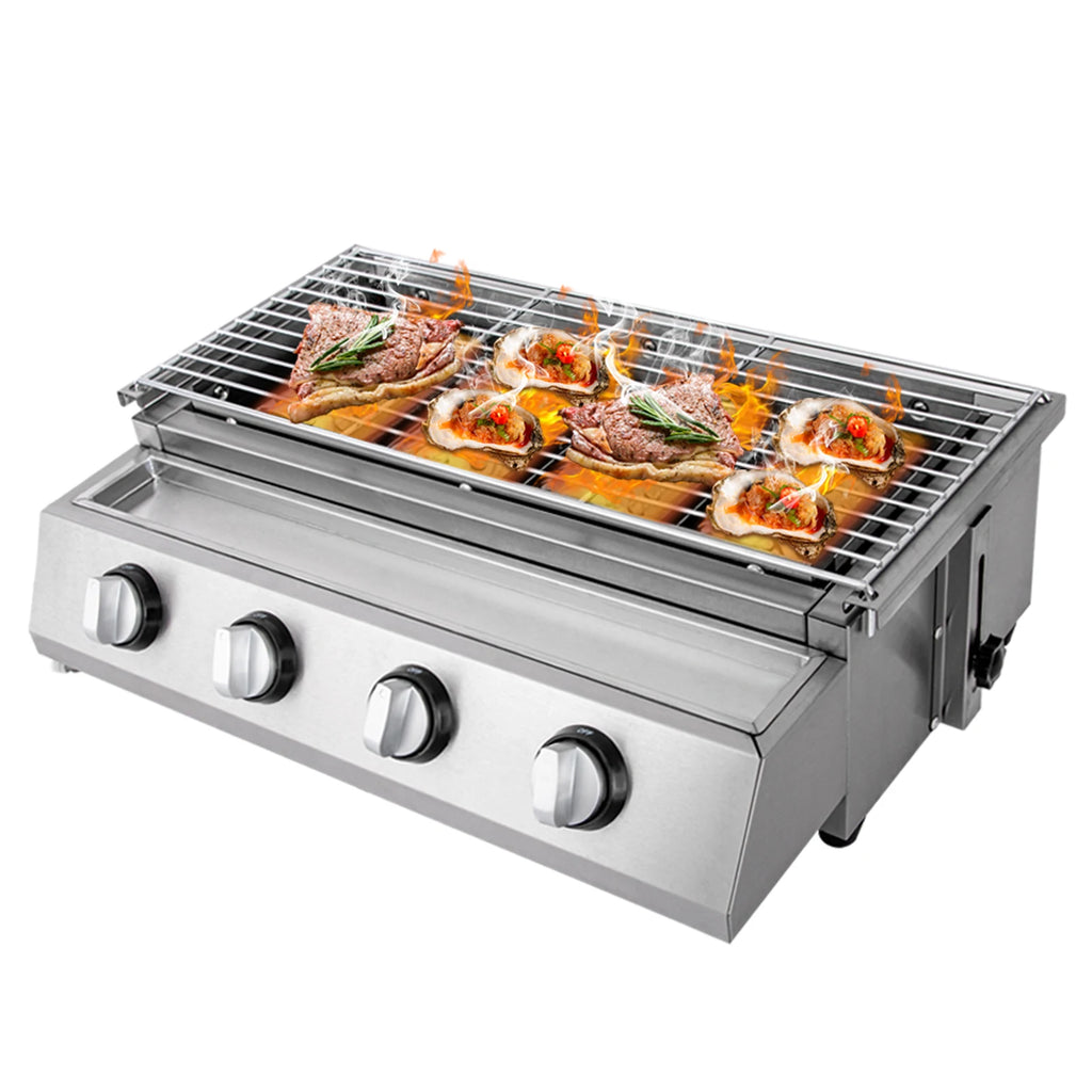 Stainless Steel Smokeless Barbecue Grill 4 Burners LPG