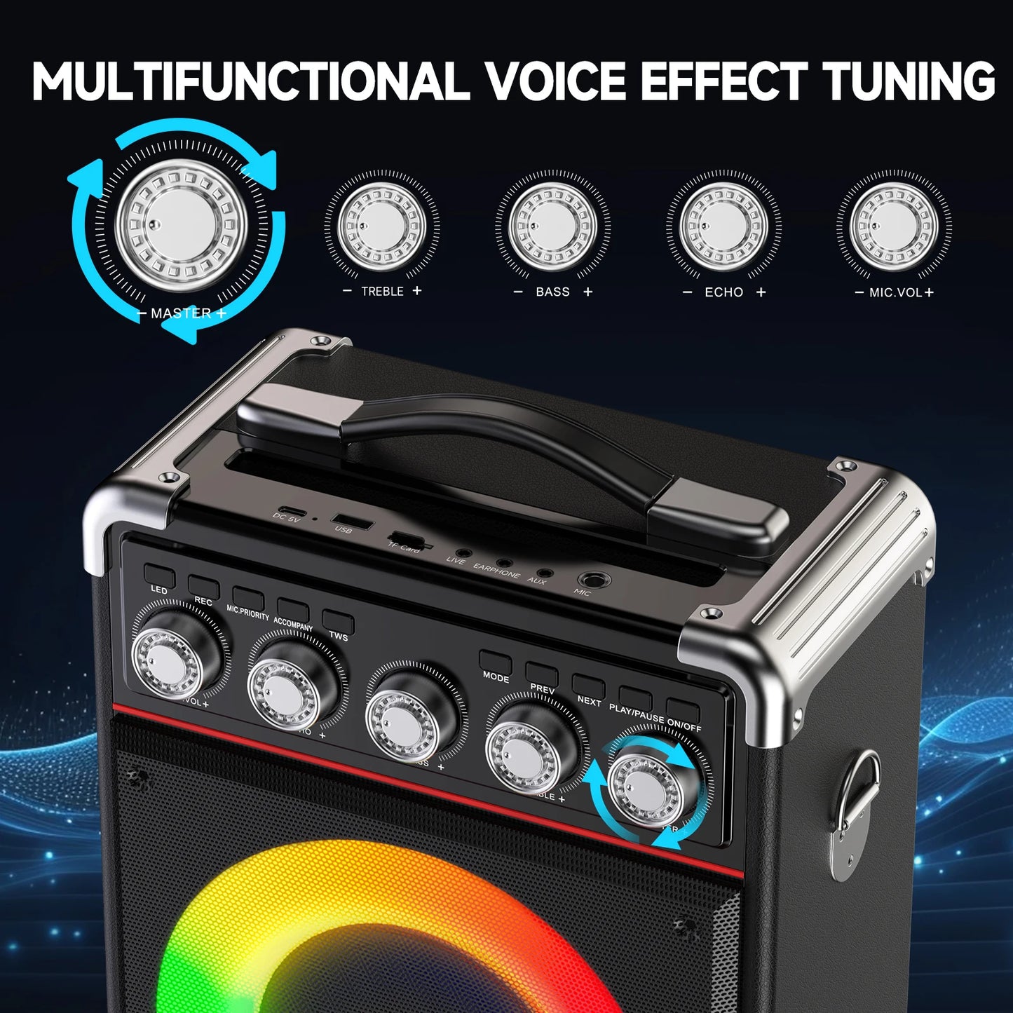 Karaoke Speaker, Bluetooth Speaker with 2 Microphones