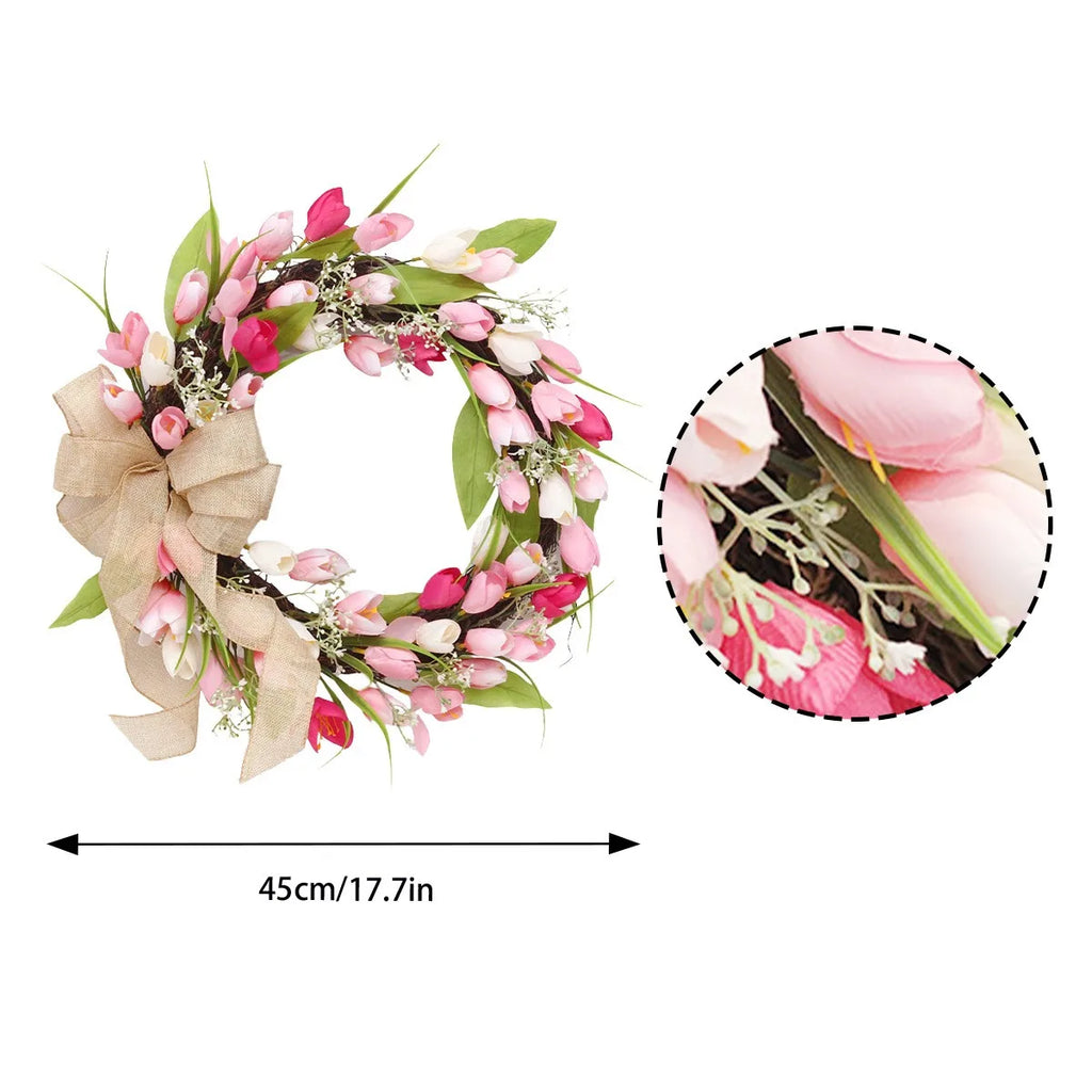 Valentine's Day Wreath, 17.7in Spring Summer Tulip Wreath