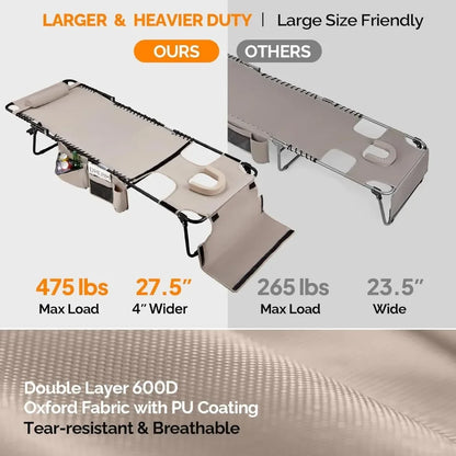 Oversized Tanning Chair with Face Hole & Carrying Bag