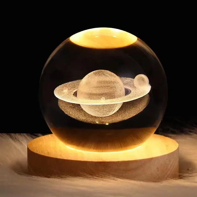 USB Night Light LED Crystal Ball 3D Moon Planet