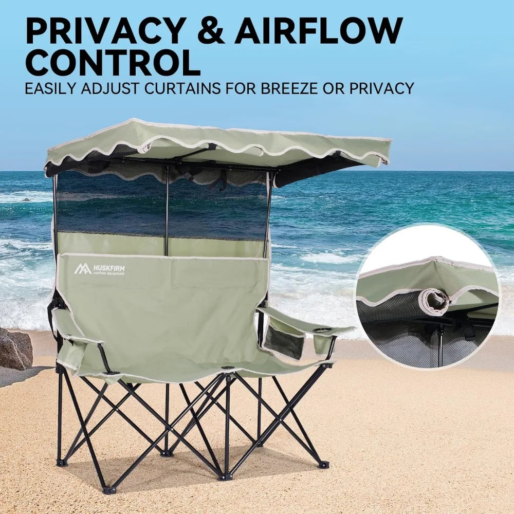 Double Beach Chair With Canopy Shade