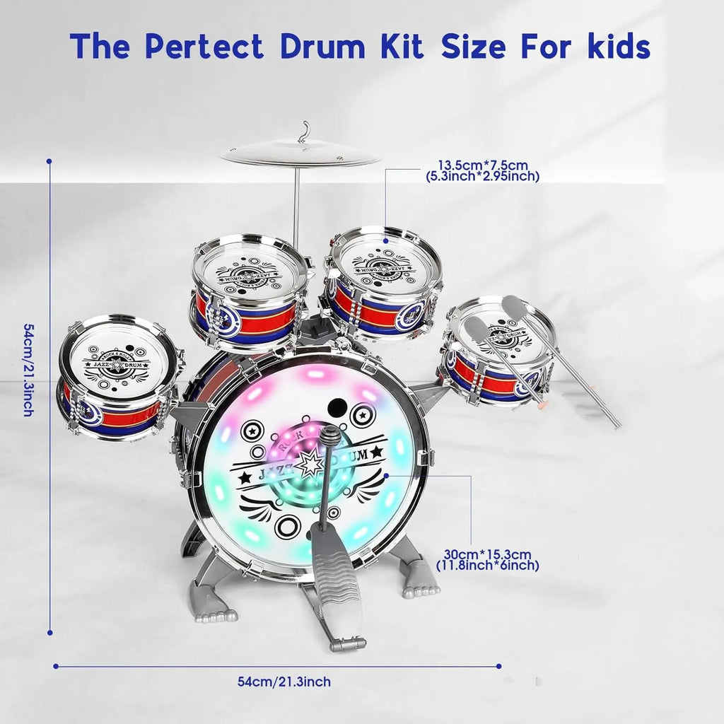 Mini Jazz Drum Set 6 Drums with Stool