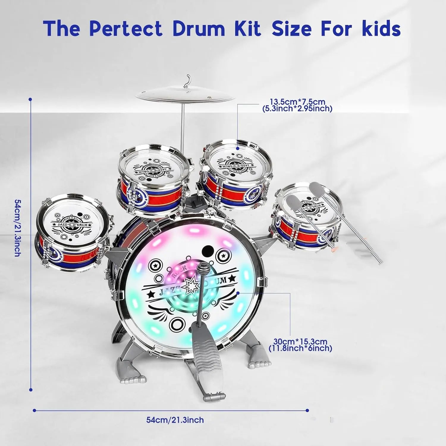 Mini Jazz Drum Set 6 Drums with Stool