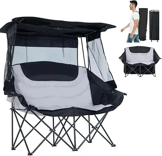 Double Beach Chair with Canopy Shade