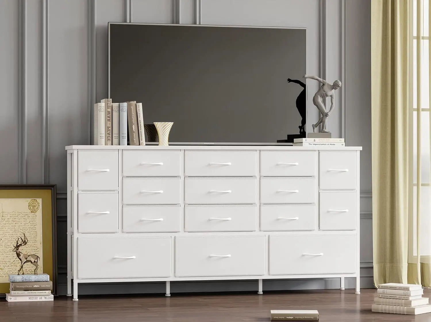 63.3”W TV Stand Dresser, 70''TV Stand with Power Outlets