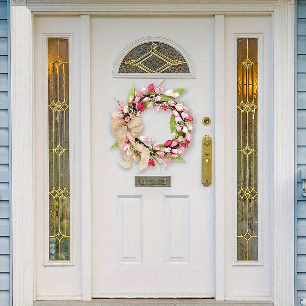 Valentine's Day Wreath, 17.7in Spring Summer Tulip Wreath