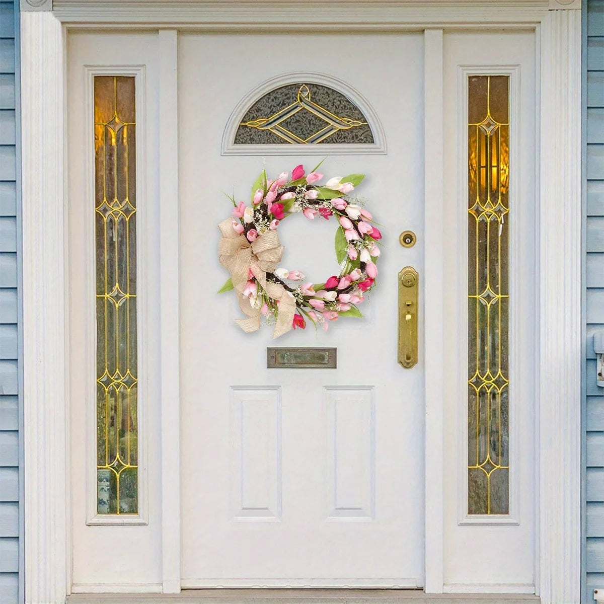 Valentine's Day Wreath, 17.7in Spring Summer Tulip Wreath