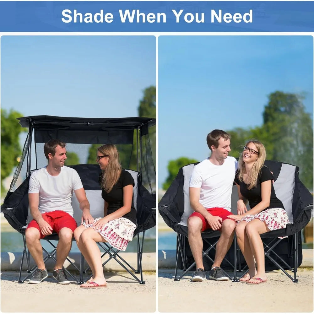 Double Beach Chair with Canopy Shade