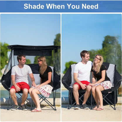 Double Beach Chair with Canopy Shade