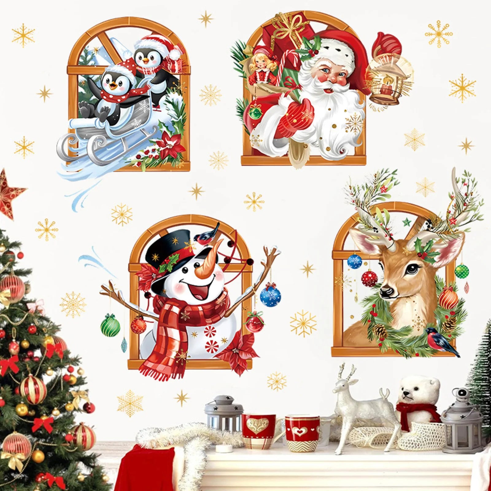 Christmas Holiday Party Decoration Window Stickers
