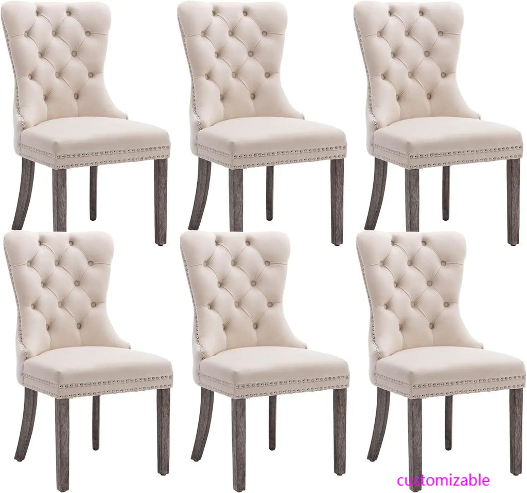 Velvet Dining Chairs Set of 6, Upholstered High-end