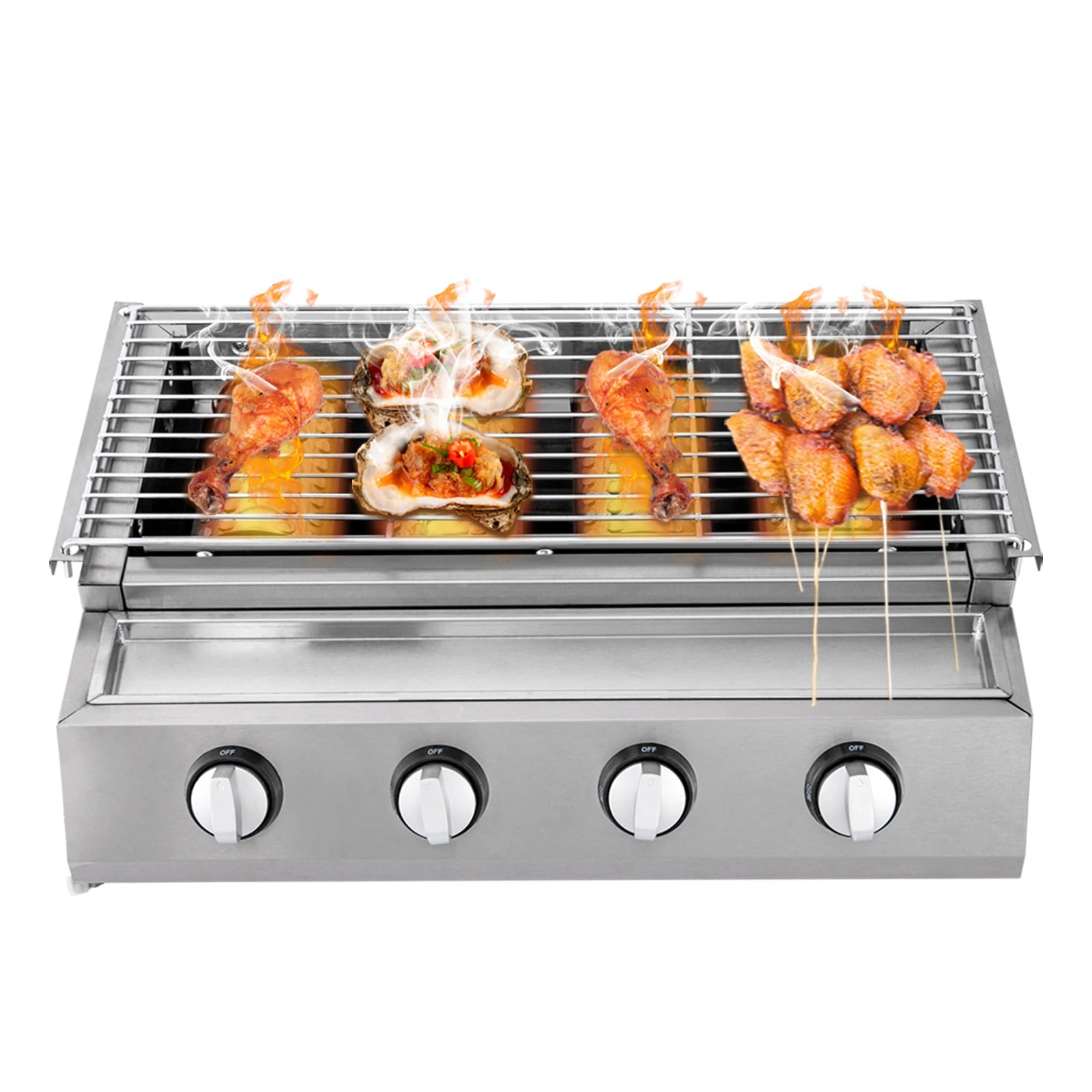 Stainless Steel Smokeless Barbecue Grill 4 Burners LPG
