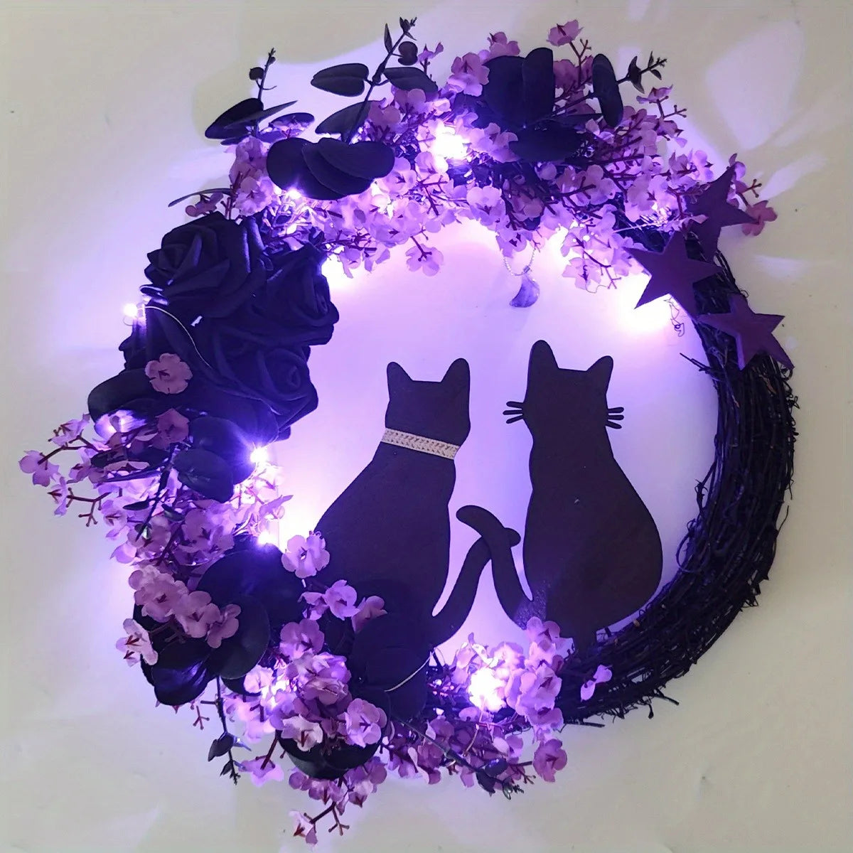 Black Cat Wreath Halloween Decor for Home