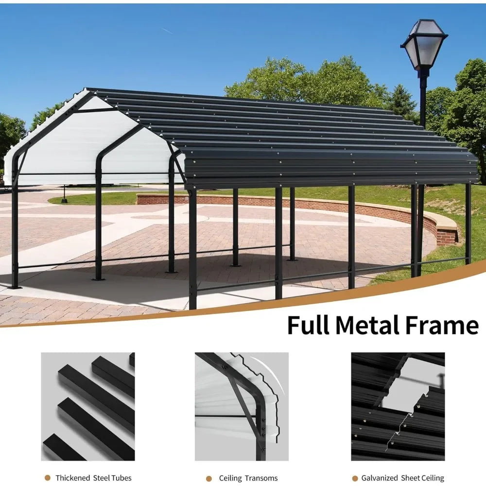 12 x 20 FT Metal Carport, Heavy Duty Carport Canopy