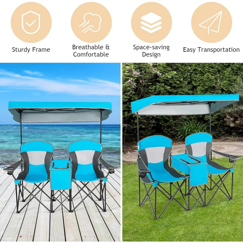 Double Camping Chair with Canopy