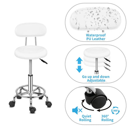 Swivel Salon Stool Chair with Backrest