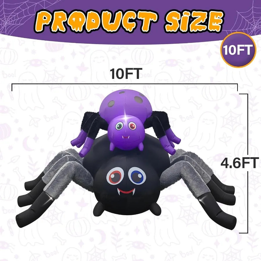 Halloween Inflatable Spider Outdoor Decorations with Builtin LEDs for Halloween Holiday Outdoor Indoor Garden Lawn Yard Party D