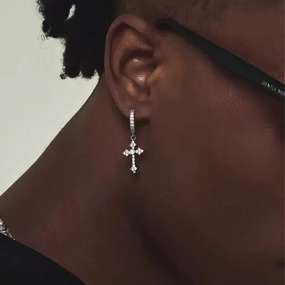 Classic Cross Point-Drill Crystal  Color Earrings