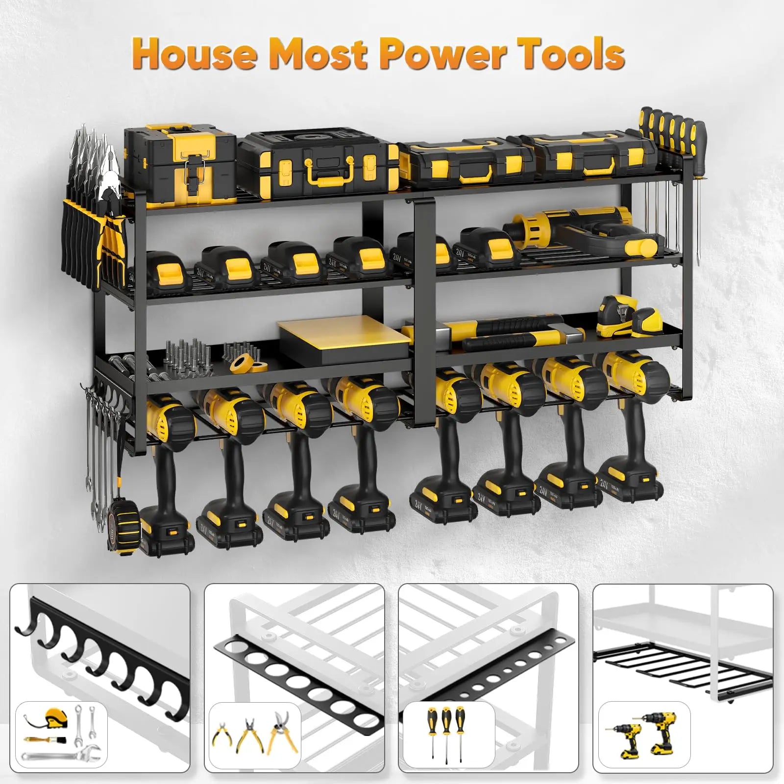 Power Tool Organizer Extended Large Heavy Duty Drill Holder