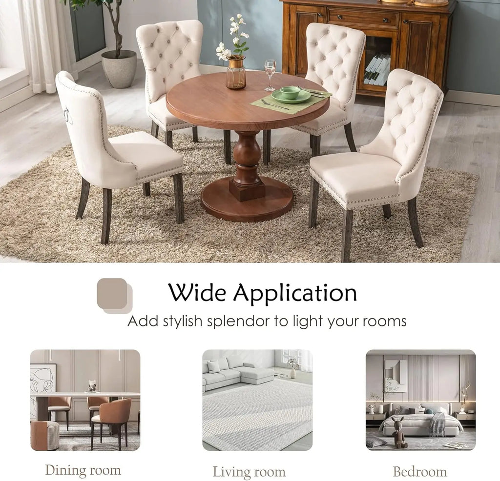 Velvet Dining Chairs Set of 6, Upholstered High-end