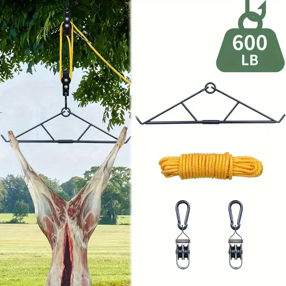 Max To 700 LBS Elk Hoist Pulley Lift System W/Gambrel Deer Hunting Game Hoist