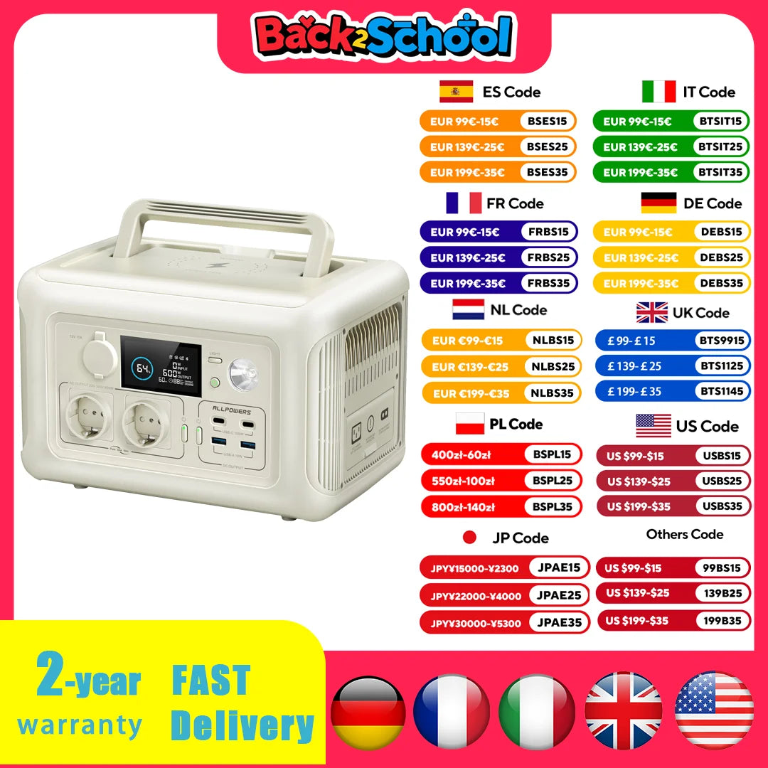 Portable Generator 299Wh 600W Powerstation with AC Outlets