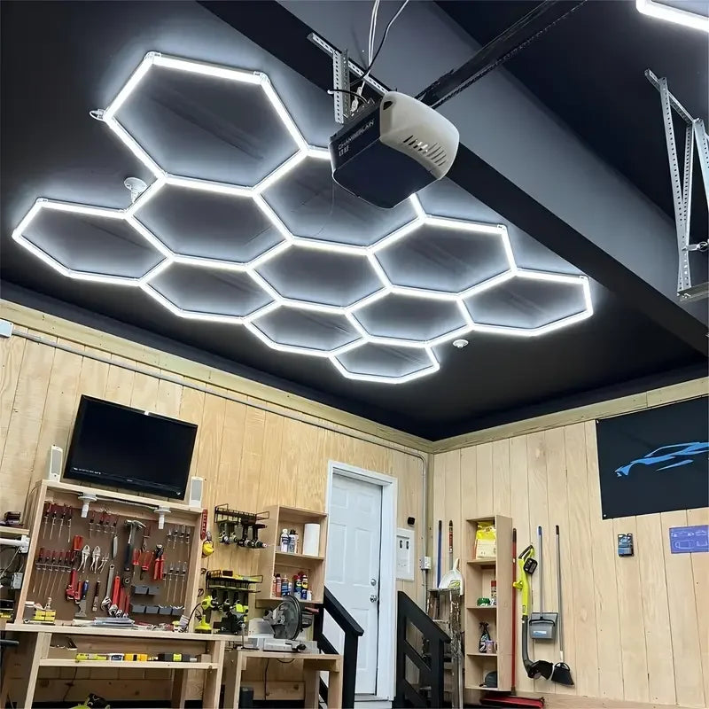 25 Pack Hexagon LED Garage Light - 26400LM Super Bright Ceiling LED Shop Light - Updated Bigger Size for Warehouse Workshop Gym