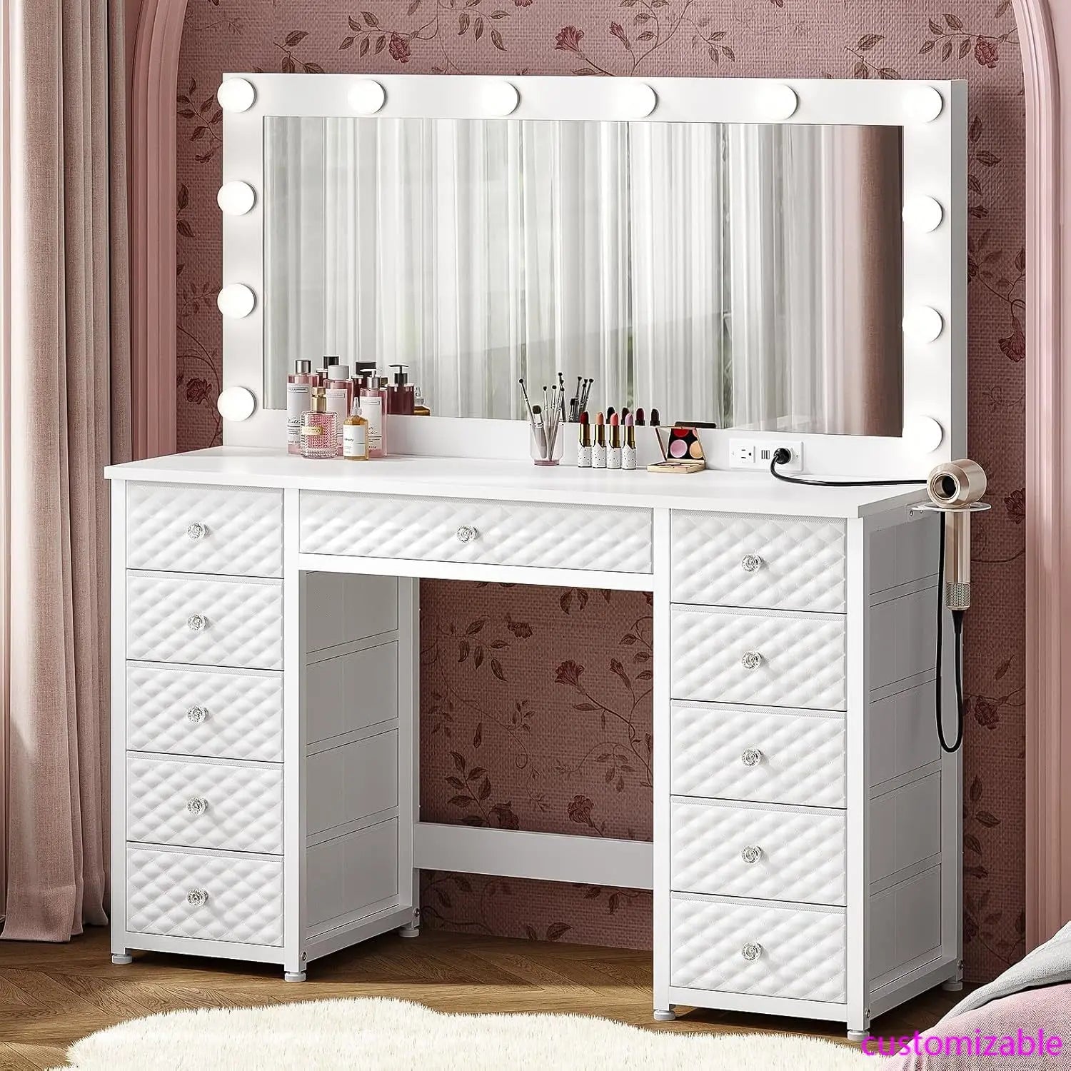 Vanity with Extra Large Mirror and Light