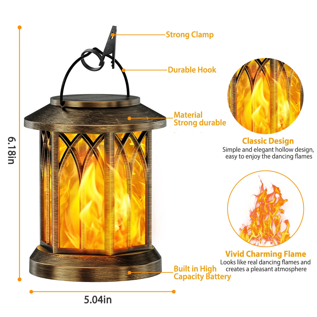 2 Pack Upgraded Flickering Flame Solar Lanterns